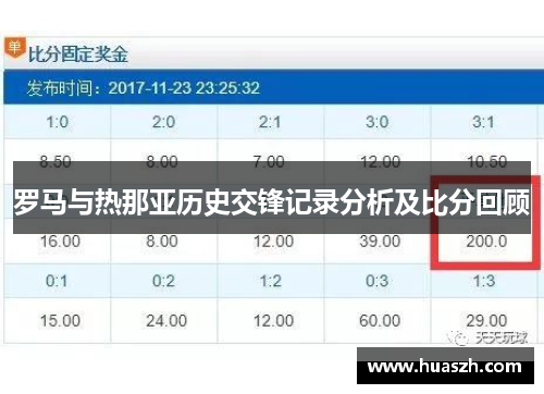 罗马与热那亚历史交锋记录分析及比分回顾